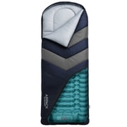 Sleeping Bag with Built-in Pad AirPack Sleeper - All-in-One Inflatable Sleeping Pad and Pillow for Camping with Built-in Foot Pump Blue /Gray 210x80cm