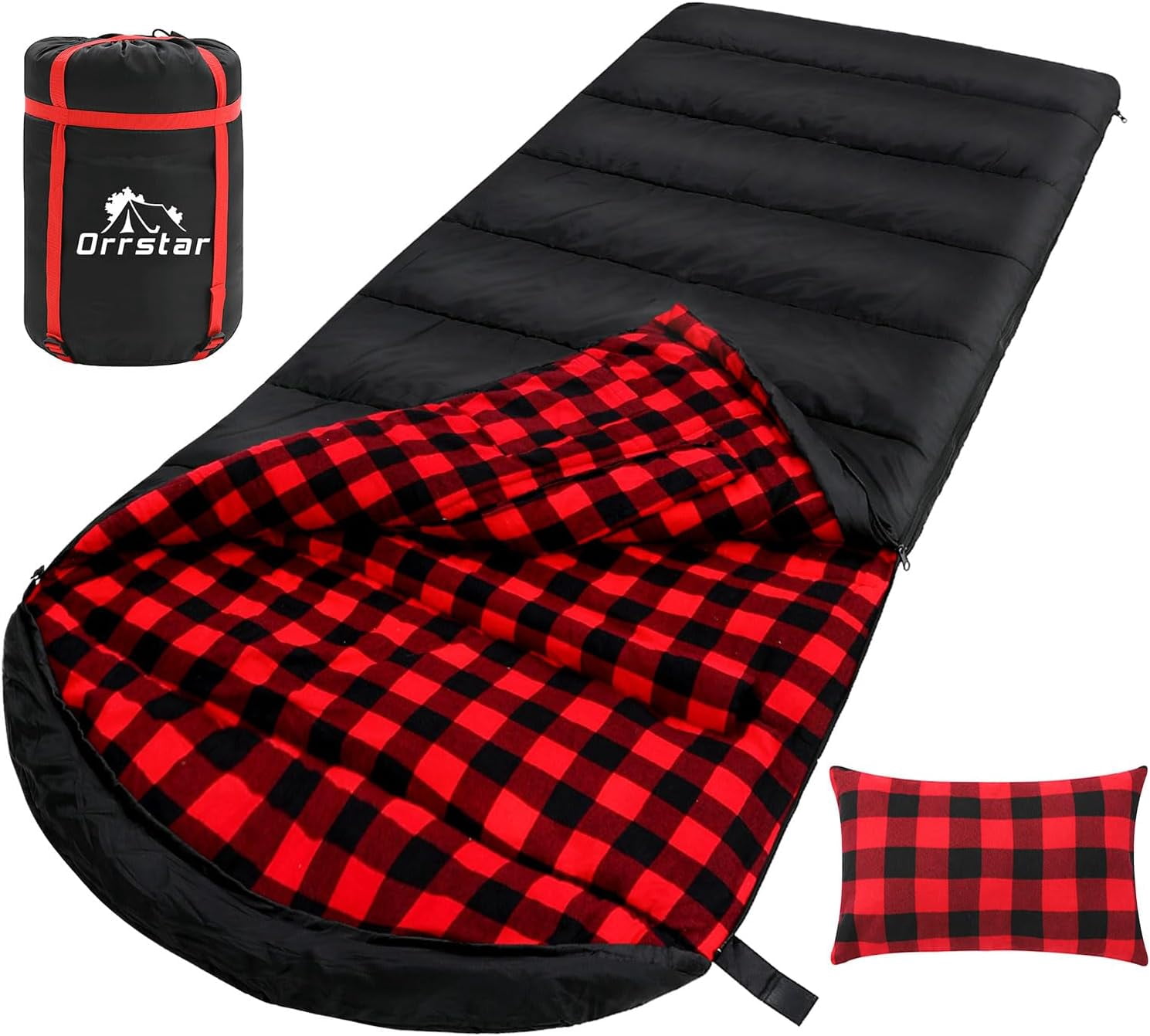 Sleeping Bag Cold Weather Bags for Adults 0 Degree with Pillow Extra Large Flannel Big and Tall XXL Warm Winter Zero Camping