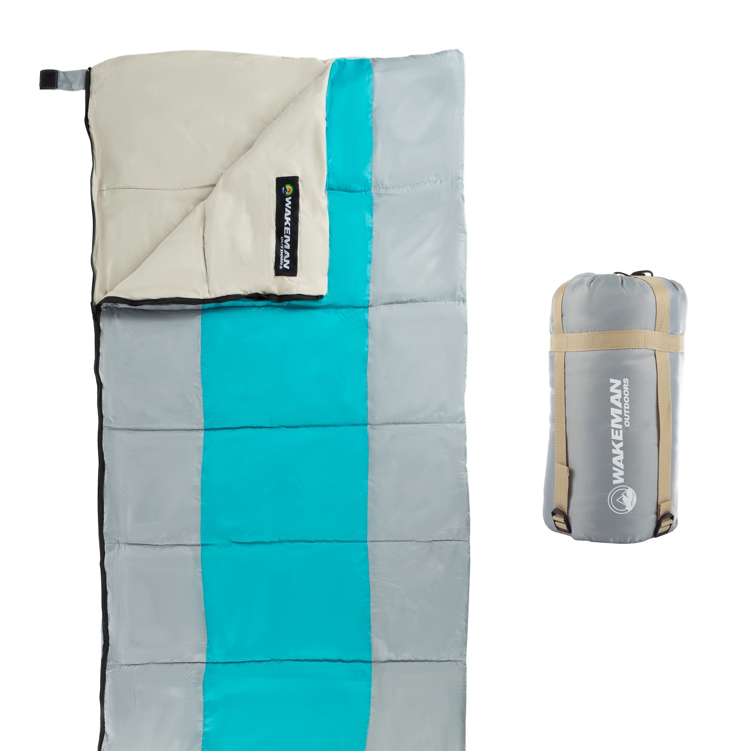 Wakeman Outdoors Lightweight Sleeping Bag with Carrying Bag and Compression  Straps in Turquoise/Gray HW4700048 - The Home Depot