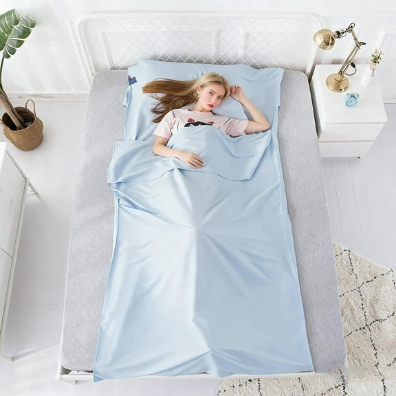 Sleeping Bag Liner for Adults,Portable Travel Sleep Sack with Breathable Skin-Friendly Fabric,All Season Sleeping Sheet for Camping,Hiking, Hostels,Hotel Stays, Business Trips,Outdoor Adventures