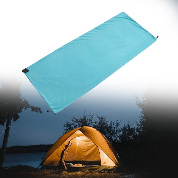Sleeping Bag Liner Fleece Camping Blanket Lightweight with Storage Bag Blue