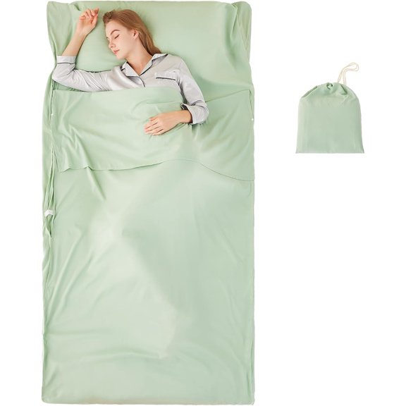 Sleeping Bag Liner, Ultralight & Compact Travel Sheet for Hotel | Lightweight Adult Sleep Sack for Camping & Backpacking, Comfy Travel Bedding Set, Soft & Breathable, Easy Care, 2 Sizes