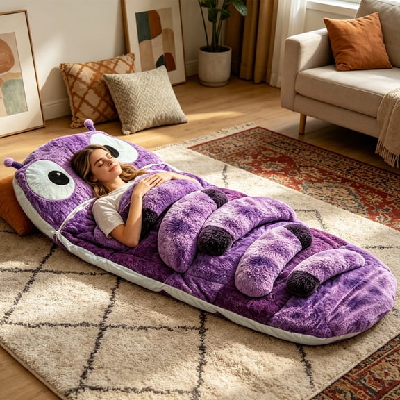 Sleeping Bag Soft Plush Lounging Sack Adjustable Drawstring Design Cozy Portable Nap Pod For Bedroom Dorm Indoor Rest Travel Use