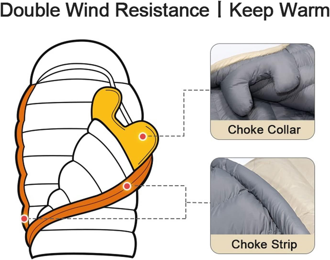 Sleeping Bag for Camping Sleeping BagThicken Warm Comfortable Grey Down Sleeping Bag -2~-9℃ with Hat