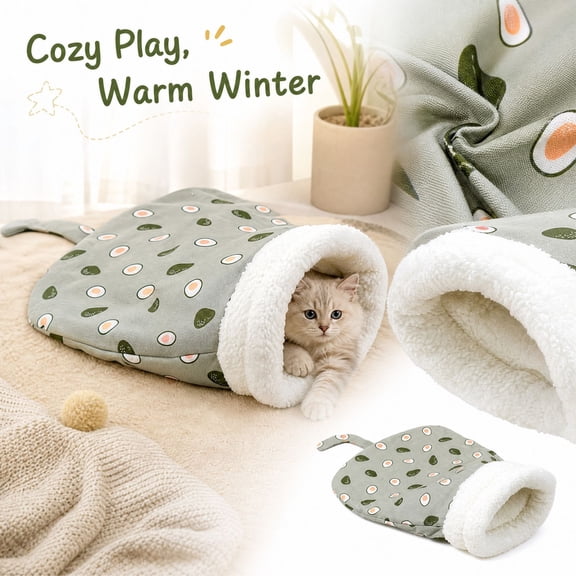 Sleeping Bag for Cats, Cozy Self Warming Cat Sleeping Bag for Indoor Cats, 360° Wrap Cat Hideaways Pet Snuggle Sack for Sleeping Relax Play (Gray)