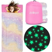 Sleeping Bag for Girls, Rainbow with Glowing Stars, Girls Sleep Bag, Rainbow Blanket, Unicorn Sleeping Bag (66'' x 33")