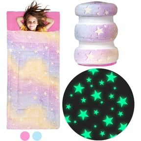 Sleeping Bag for Girls - Rainbow with Glowing Stars