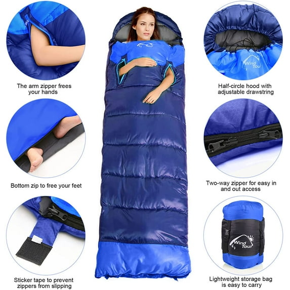 Sleeping Bags for Adults Backpacking Lightweight Waterproof- Cold Weather Sleeping Bag for Girls Boys Mens for Warm Camping Hiking Outdoor Travel Hunting, Fits 23°F to 68°F