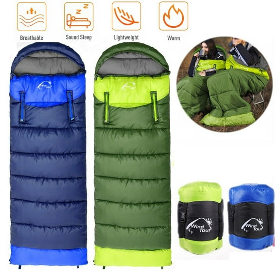 Sleeping Bags for Adults & Kids, Backpacking Lightweight Waterproof Cold Weather Sleeping Bag for Girls Boys Mens for Warm Camping Hiking Outdoor Travel Hunting with Compression Bags, Blue, 1.95kg