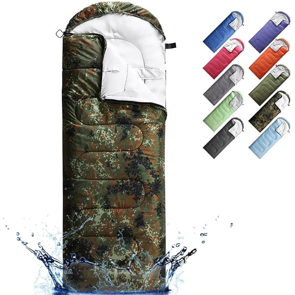 FAIRYLAND Sleeping Bags for Adults Kids with Compression Sack Portable and Lightweight for 3-4 Season Camping, Hiking,Waterproof, Backpacking and Outdoors(Camouflage)