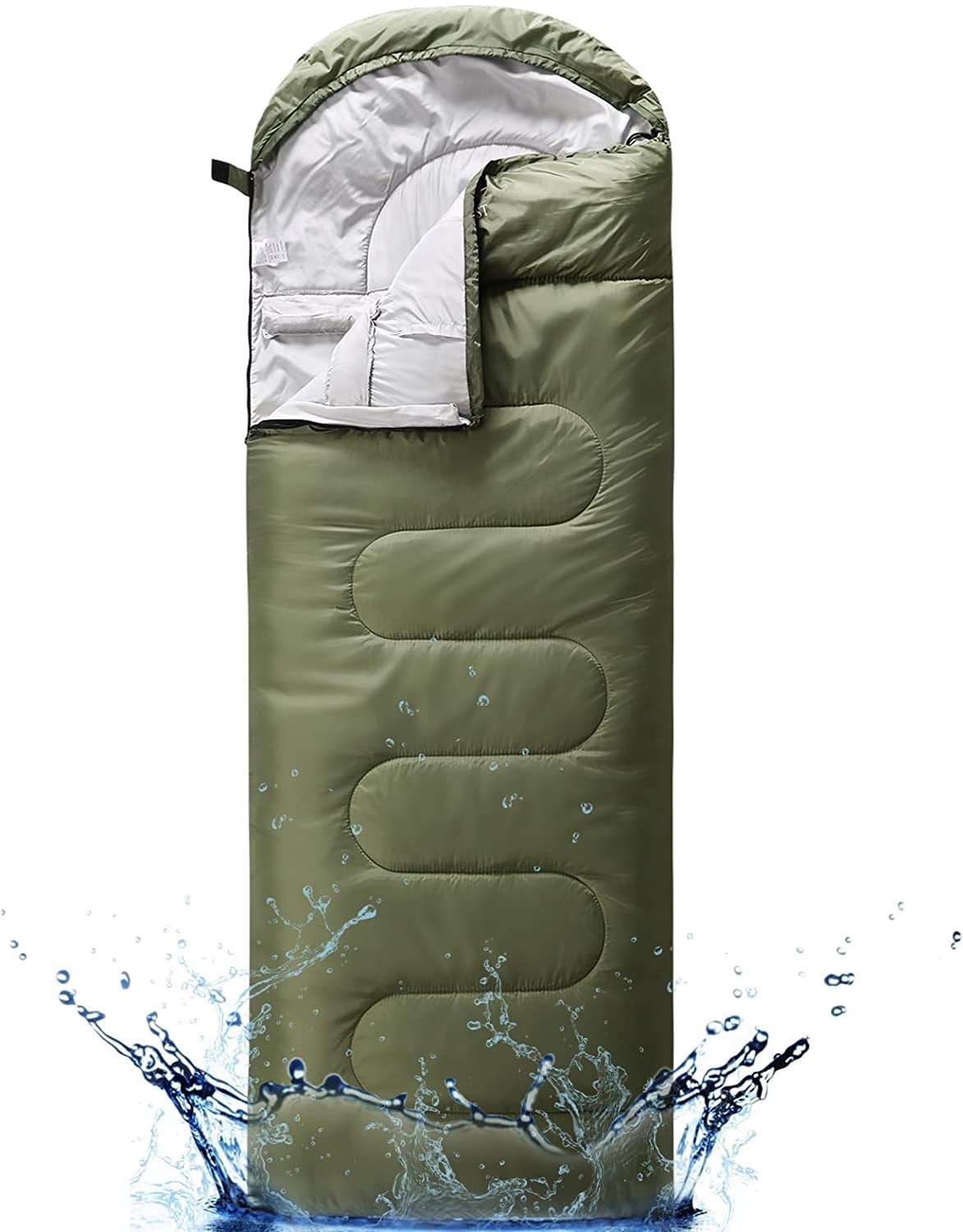 FAIRYLAND Sleeping Bags for Adults Teens Kids with Compression Sack Portable and Lightweight for 3-4 Season Camping, Hiking,Waterproof, Backpacking and Outdoors（Army Green）