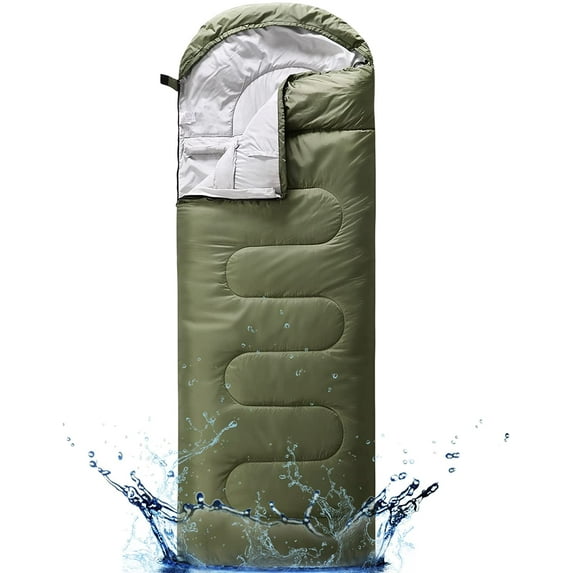 Sleeping Bags for Adults Teens Kids with Compression Sack Portable and Lightweight for 3-4 Season Camping, Hiking,Waterproof, Backpacking and Outdoors(Army Green)