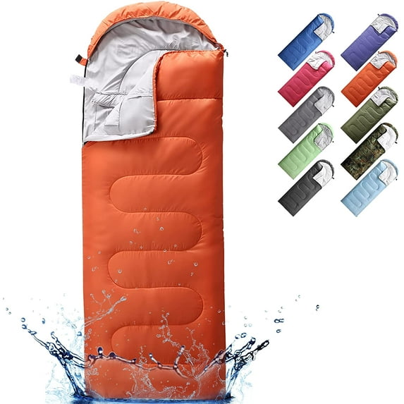 Sleeping Bags for Adults Teens Kids with Compression Sack Portable and Lightweight for 3-4 Season Camping, Hiking,Waterproof, Backpacking and Outdoors(Orange)