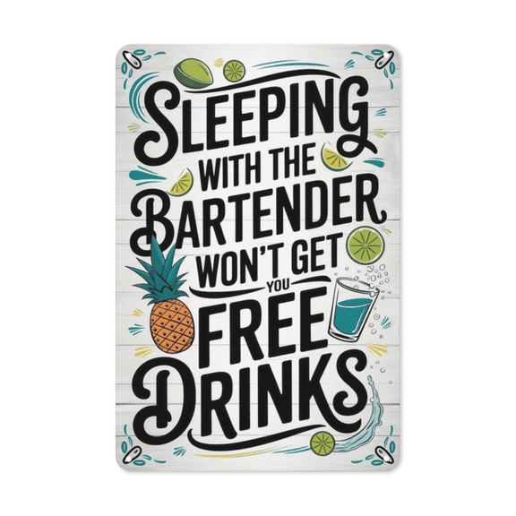 Sleeping Bartender metal sign Tavern Wall Decor Vintage Bar Humor Perfect Hanging Pub Basement Lounge With Weatherproof Coating Adults Gift Bartender Friend Couple 8x12 inch metal sign rustic metal