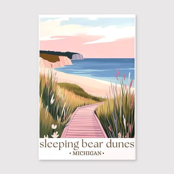 Sleeping Bear Dunes Michigan Travel Canvas, Lakeside Landscape Art, Great Lakes Print, Nature Escape Decor, Travel Gift
