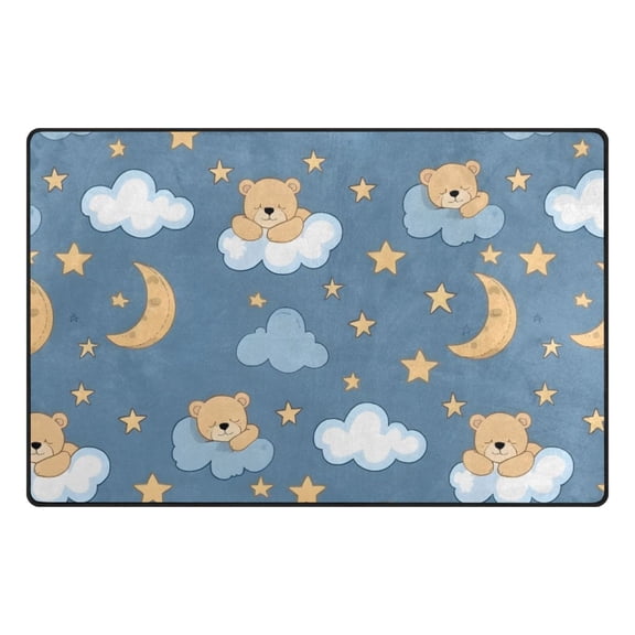 Sleeping Bear and Moon Memory Foam Area Rug 31"x20" Non Slip, Absorbent, Fade Proof for Living Room, Bedroom, Office