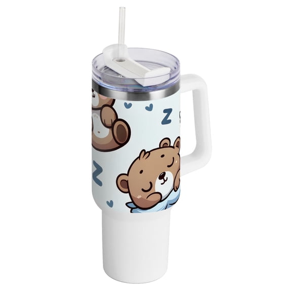 Sleeping Bears 40 oz Tumbler with Handle Insulated&nbsp;Travel Mug&nbsp;Lid Straw Leak Proof Steel Vacuum Water Bottles Glasses Fits in Car Cup Holder