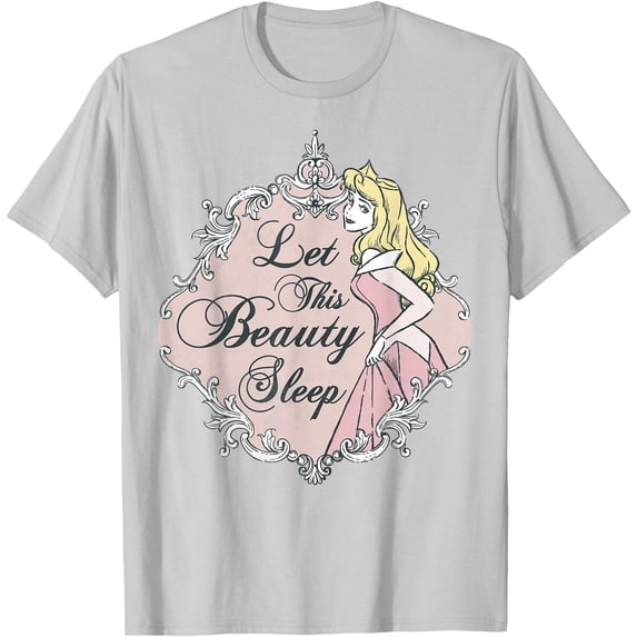 Sleeping Beauty Aurora Let Me Sleep Graphic DTG Print Unisex T-Shirt,Ice Grey Color,Size M