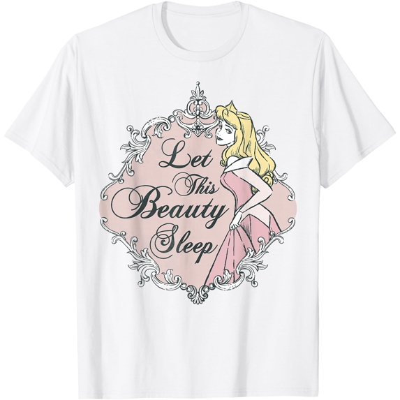 Sleeping Beauty Aurora Let Me Sleep Graphic DTG Print Unisex T-Shirt,White Color,Size XL