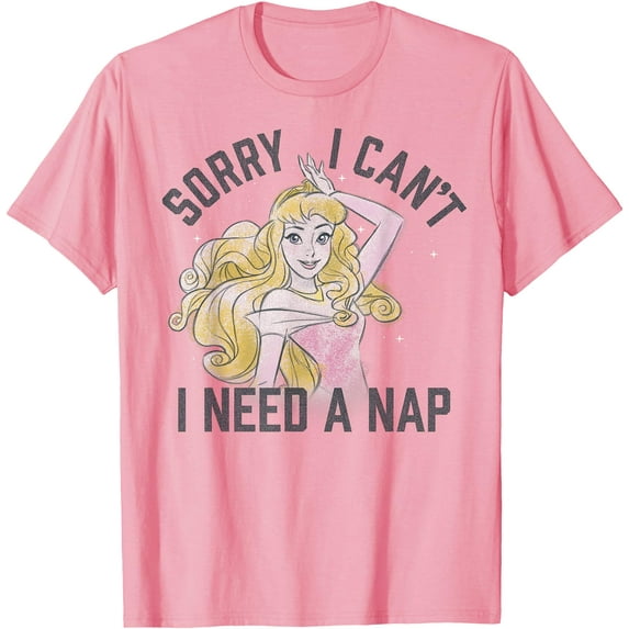 Sleeping Beauty Aurora Sorry I Can't I Need A Nap DTG Print Unisex T-Shirt,Light Pink Color,Size 5XL