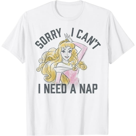 Sleeping Beauty Aurora Sorry I Can't I Need A Nap DTG Print Unisex T-Shirt,White Color,Size 4T
