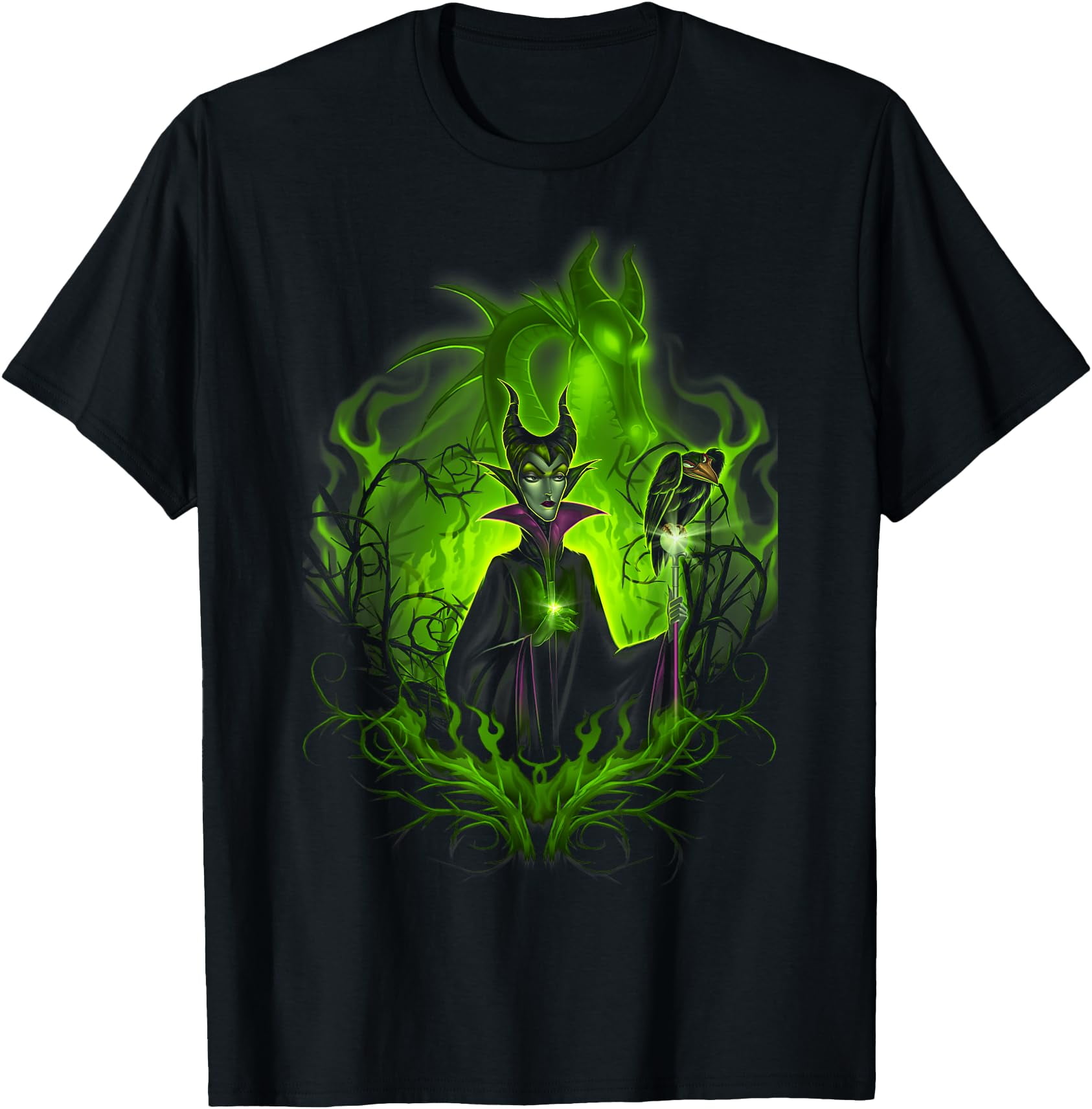 Sleeping Beauty Dark Detailed Maleficent T-Shirt,Dark Heather Color ...