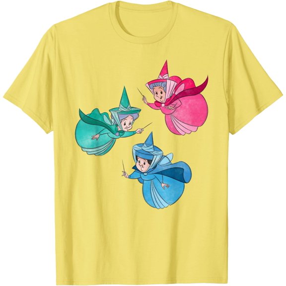 Sleeping Beauty Good Fairies Flora Fauna Merryweather DTG Print Unisex T-Shirt,Cornsilk Color,Size L