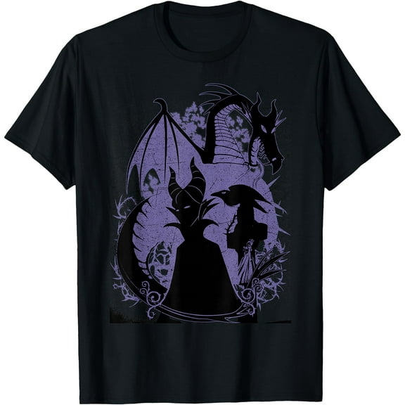 Sleeping Beauty Maleficent Dragon Silhouette DTG Print Unisex T-Shirt