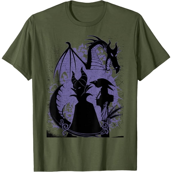 Sleeping Beauty Maleficent Dragon Silhouette DTG Print Unisex T-Shirt