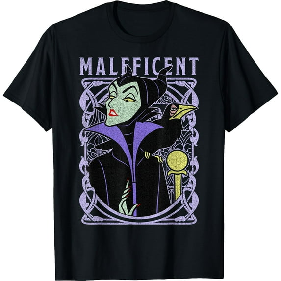 Sleeping Beauty Maleficent Old School Poster DTG Print Unisex T-Shirt,Black Color,Size 2XL
