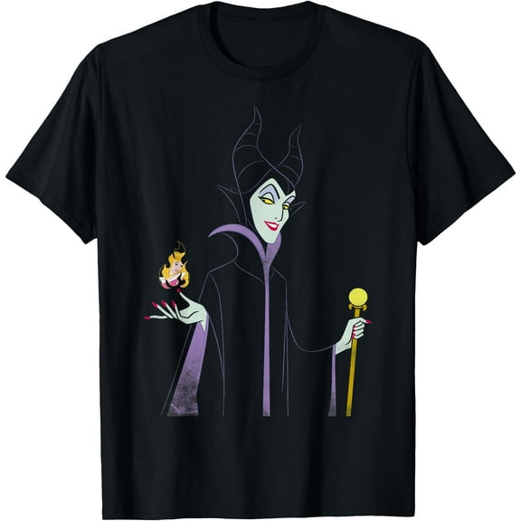 Sleeping Beauty Maleficent Outline Flame DTG Print Unisex T-Shirt,Black Color,Size M