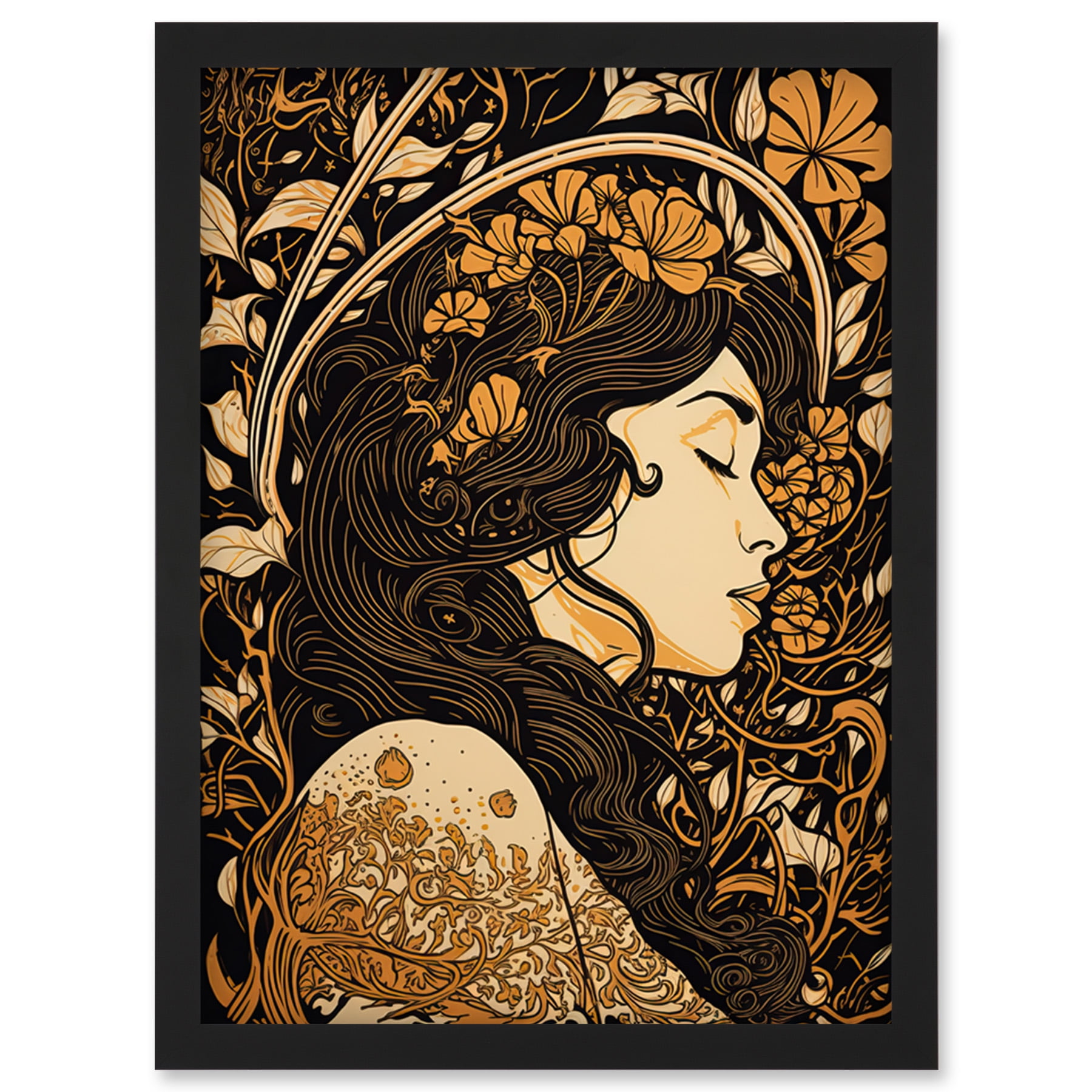 Sleeping Beauty Modern Art Nouveau Illustration Artwork