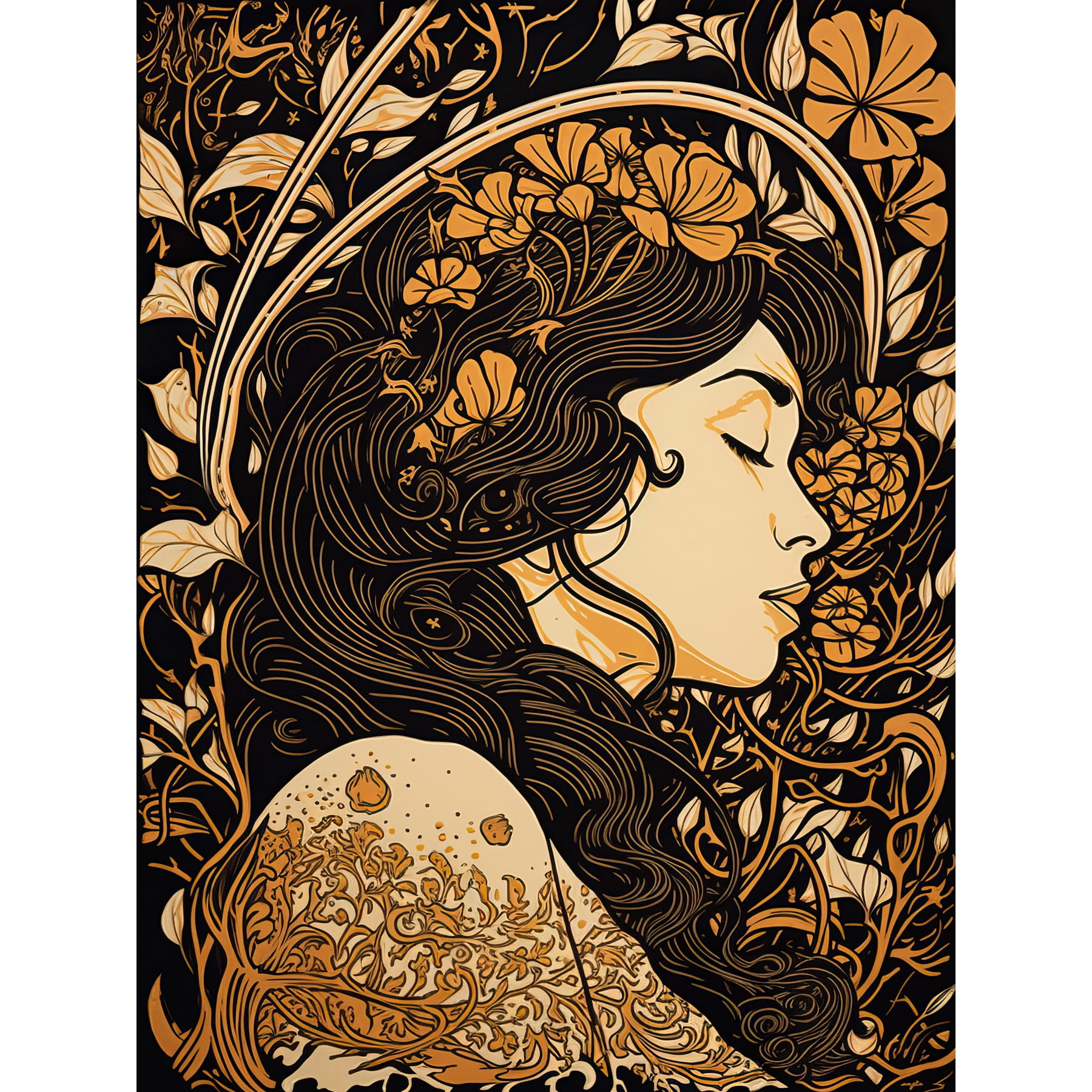 Sleeping Beauty Modern Art Nouveau Illustration Extra Large XL Wall Art sleeping-beauty-modern-art-nouveau-illustration-extra-large-xl-wall-art