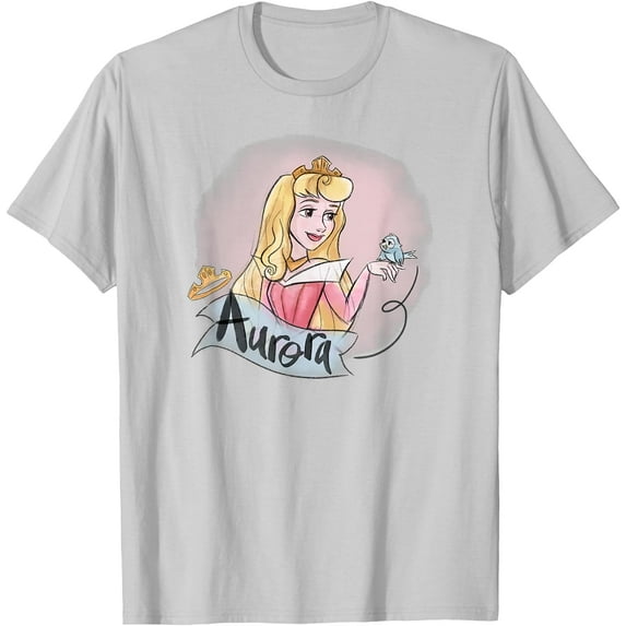 Sleeping Beauty Princess Aurora in Pink Dress DTG Print Unisex T-Shirt,Ice Grey Color,Size 3XL