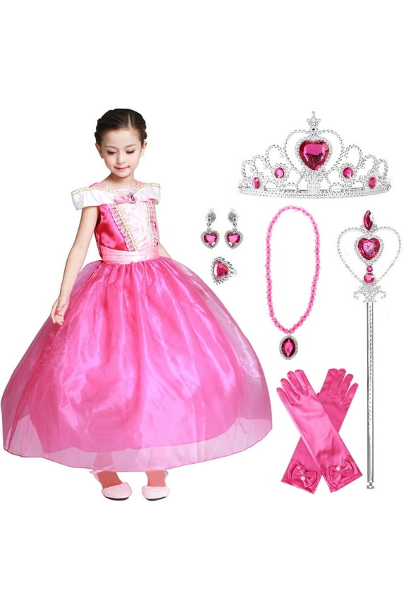 Princess Costume Girls Birthday Party Dress up With Accessories for Child 3-12 Years
