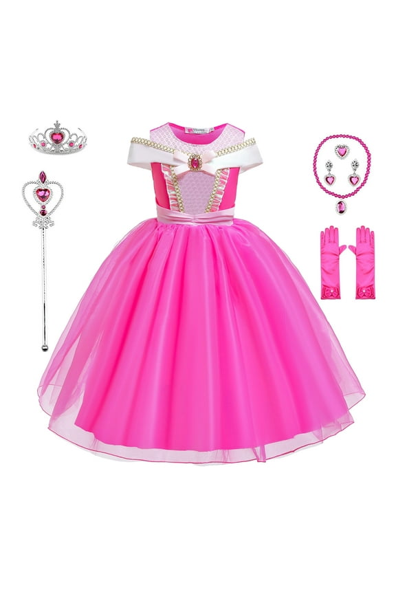 Princess Dress Aurora Costume Girls Costumes Birthday Party Dress up for Girls 2T 3T(Q99)