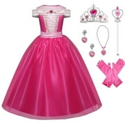 Sleeping Beauty Princess Party Girls Costume Dress Deluxe Queen Fancy Cosplay Party Outfit
