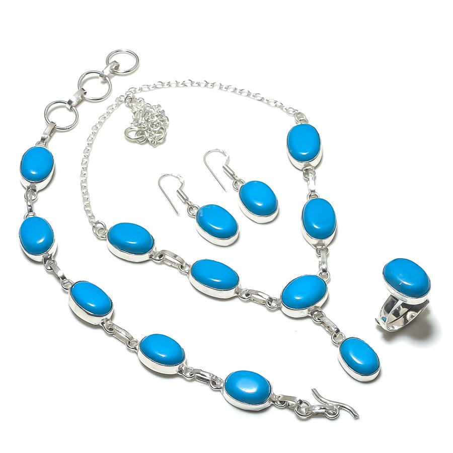 S S GEMS & JEWELLERY Sleeping Beauty Turquoise Gemstone Jewelry Set Antique Gift Necklace Set ST 1026