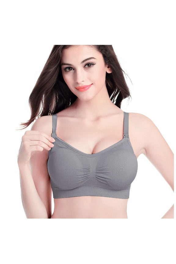 Sleeping Bras for Women New Soft Nursing Maternity Bra for Pregnancy Women Postpartum Breastfeeding Bra Wireless Everyday Bra Style B-6 Gray