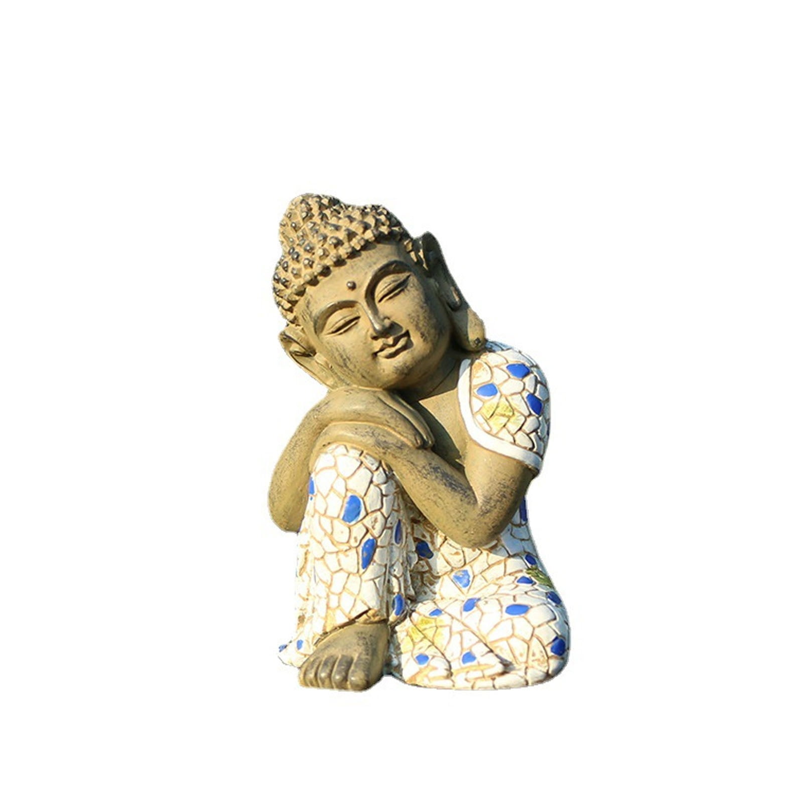 Sleeping Buddha, resting garden decoration sculpture small figures resin Zen made of synthetic resin frost-proof weatherproof stone figures for balcony entrance shelf courtyard