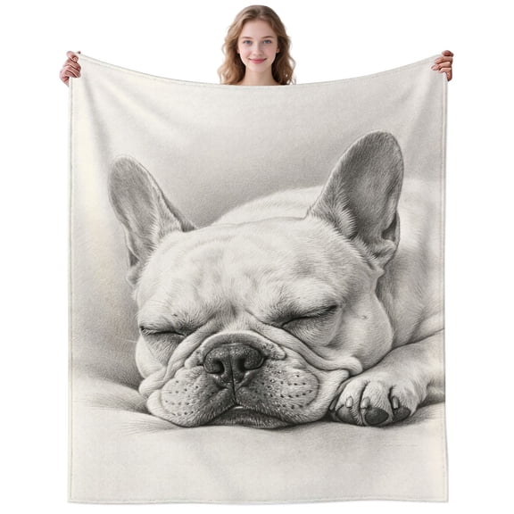 Sleeping Bulldog Blanket Gifts for Women Men Adults Dog Lovers Soft Plush Cute Bulldogs Throw Blankets for Camping Bedding Decor Birthday Gifts 50×40 Inch