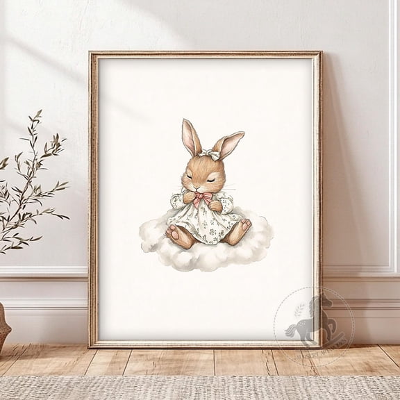 Sleeping Bunny Nursery Art, Unframed Paper Poster 8x10in