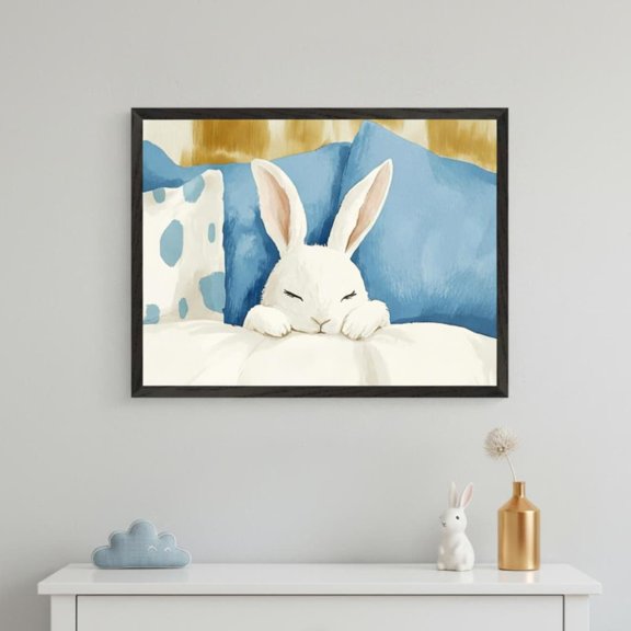 Sleeping Bunny White Rabbit Wall Decor Unframed Paper Print