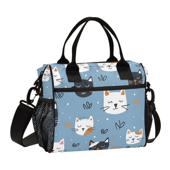 Sleeping Cat Faces Lunch Bag Insulated Lunch Box Leakproof Reusable Cooler Tote Adjustable Shoulder Strap for Men Women 9L