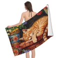Sleeping Cat Flowers Quick Dry Beach Towel, Bath Towels for Bathroom