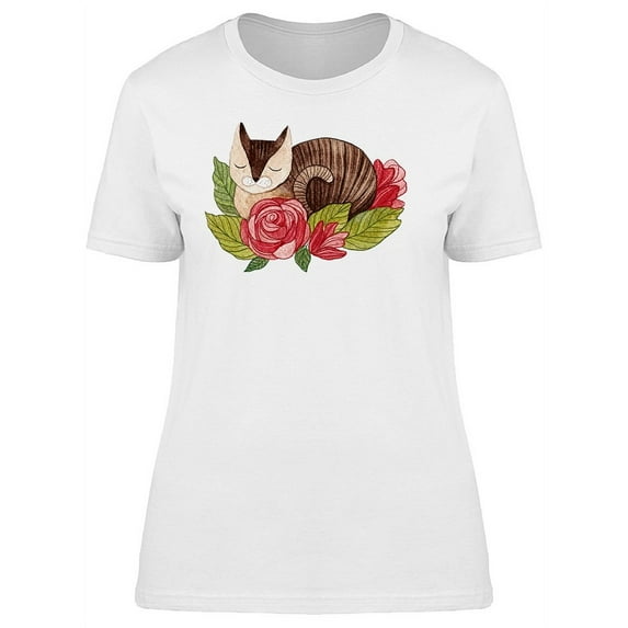 Sleeping Cat On Flowers T-Shirt Women -Image by Shutterstock, Female Large