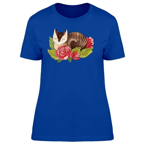 Sleeping Cat On Flowers Tee Women's - Women T-Shirt, Large