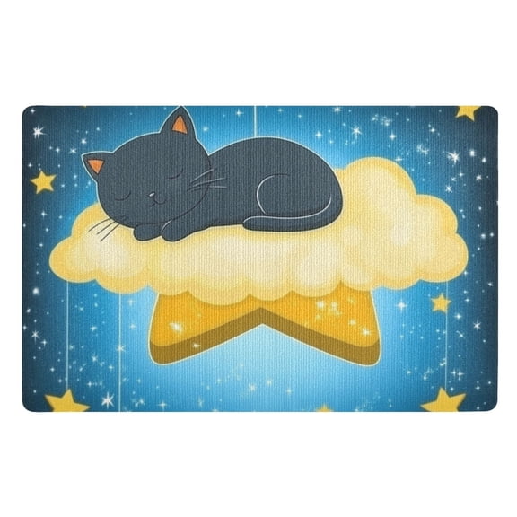 Sleeping Cat on Cloud with Stars Floor Door Mat Outdoor Indoor for Home Entrance Welcome Mats 32"x20"