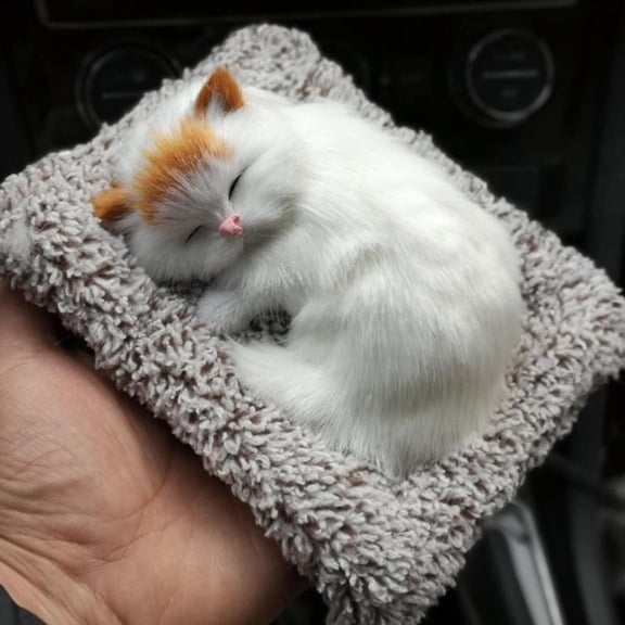 Sleeping Cat on Pad Doll Toy, Cute Mini Kitten on Pad with Meows Sounds Decor Hand Toy Gift for Kids Boys Girls