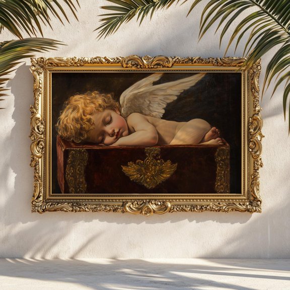 Sleeping Cherub Art Print Baroque Rococo Angel Wall Art Interior Classic Gallery
